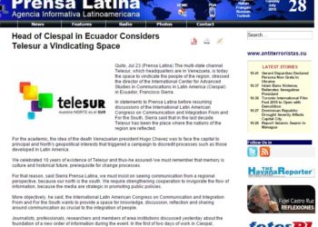 Head of Ciespal in Ecuador Considers Telesur a Vindicating Space