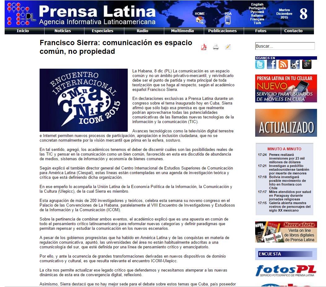 2015-12-09PrensaLatina_ICOM2015