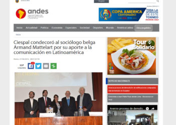 Ciespal condecoró al sociólogo belga Armand Mattelart por su aporte a la comunicación en Latinoamérica